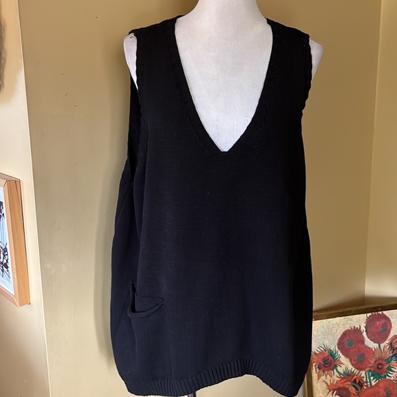 YES/NO Size MEDIUM Oversized VNeck Cotton Vest 1-Pocket LagenLook Slouch $98 NEW - Picture 3 of 10
